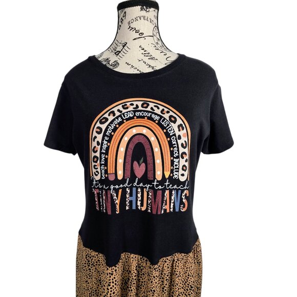 Upcycled It's A Good Day To Teach Tee Dress M - Picture 8 of 10